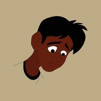 Sad black boy in elegant line art abstract vector