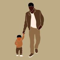 Father and son in line art vector