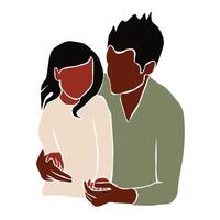 Black father and daughter in elegant line art vector