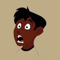Scared black boy in elegant line art style vector