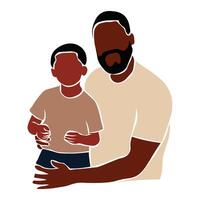 Abstract father and son in line art vector