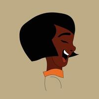 Happy black girl in elegant line art abstract vector