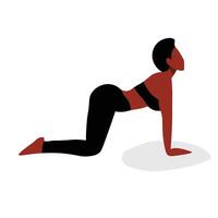 Young black model practicing yoga in line art style vector