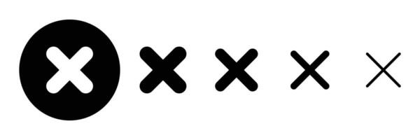 Set of Cross icons collection. Delete, Cross, No, Disagree, Not allow, wrong symbol. vector
