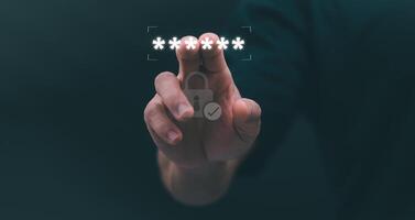 a person pressing a button with a number of people on it photo