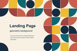 Colorful geometric mosaic landing page. Web page illustration with creative abstract shapes vector