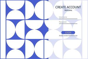 Flat design landing page. Login form user interface template. Landing page template vector