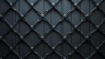 Dark metal grid creating a diamond pattern on a textured surface photo