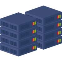 Stack of servers with indicator lights icon isolated png