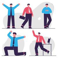Flat Business Character Illustrations in Various Poses vector