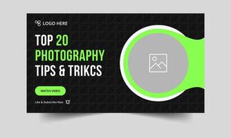 Daily photography tips and tricks cover banner design, wedding photography techniques thumbnail banner design, fully customizable eps 10 file format vector