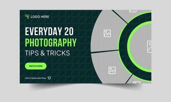 Fully customizable photo shoot tips and tricks thumbnail banner design, photography techniques techniques cover banner design, editable eps 10 file format vector
