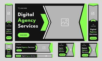 Best digital agency web set banner design for social media post, marketing agency web bundle banner design, fully editable eps 10 file format vector