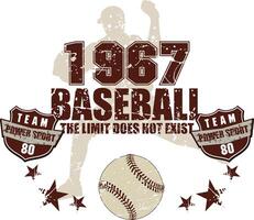 Baseball with star batsman silhouette in the background. The limit does not exist. vector