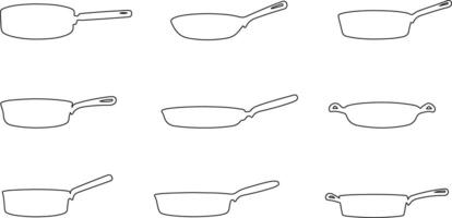Set of kitchen cookware in outline form with simple design vector