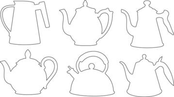 Set of teapot outlines in simple design with various shapes vector