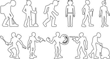 Various human figure poses in simple silhouette bundle vector
