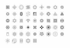 Abstract Wireframe Retro Geometric Shapes Collection vector