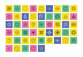 Abstract Filled Wireframe Retro Geometric Shapes Collection vector