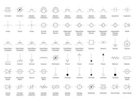 Electrical Circuit Symbols Modern Electronics and Engineering Symbols Set vector