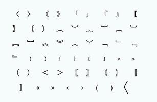 Types of Brackets Symbols and Glyphs Collection vector