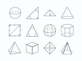 Mathematical Shapes with Angles Geometric Line Art for Web Design vector