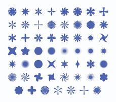 Abstract Neo Brutalism Geometric Shapes with Stars, Flowers and Light Sparks for crative projects vector