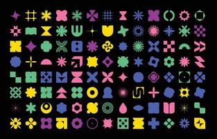 Abstract Brutalism Retro Geometric Shapes Collection in Vibrant Colors for Modern Projects vector