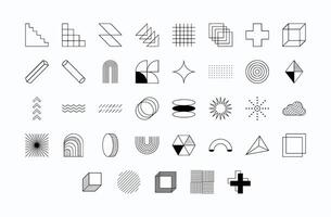 Minimal Abstract Line Memphis Elements Retro Geometric Shapes for Web Design vector