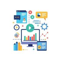 Data-Driven Digital Marketing Strategy Illustration Design vector