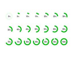 a set of green circles with different percentages vector