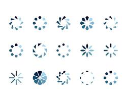 a set of different shapes and colors of snowflakes vector