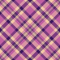 Trim check tartan seamless, seventies fabric textile texture. Plain background pattern plaid in orange and pink colors. vector