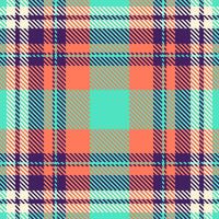 Vibrant coral, teal, and cream plaid pattern. Perfect for textile design, fashion, website backgrounds, or scrapbooking projects. This cheerful, summery design evokes feelings of warmth and energy. vector