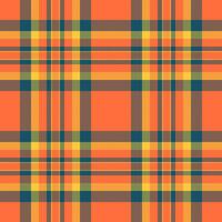 Dog tooth plaid seamless texture, cutout background tartan check. Part fabric pattern textile in orange and cyan colors. vector