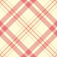 Hobby background seamless pattern, stitched plaid check textile. Styling fabric texture tartan in light goldenrod yellow and red colors. vector