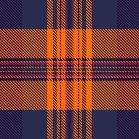 Vibrant orange and navy plaid pattern. Perfect for autumnal designs, textile prints, or fallthemed projects. This bold, geometric design evokes feelings of warmth and tradition. vector