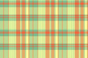 Feminine texture textile check, revival background tartan. Tweed fabric pattern seamless plaid in green and yellow colors. vector