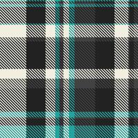 Stylish teal, black, and cream plaid pattern. Perfect for textile designs, website backgrounds, or fashion projects. vector