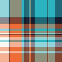 Open check tartan textile, season seamless plaid background. Domestic texture fabric pattern in cyan and orange colors. vector