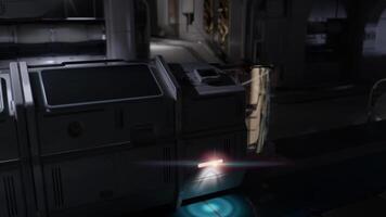 Exploration of a futuristic space station interior during a mysterious event video