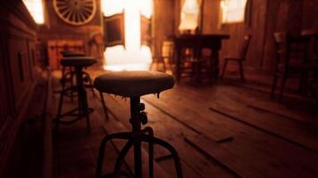 An inviting saloon interior with warm light shining through the open doors video