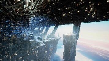 Sky city with intricate architecture and bright lights video