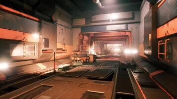 Futuristic corridor with bright lights in a sci fi setting at night video