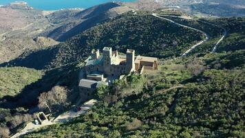 Aerial view of Sant Pere Rodes is a former Benedictine monastery video