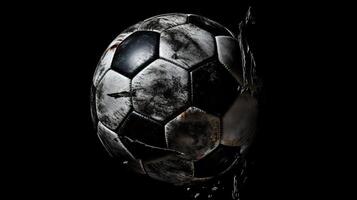 texture soccer ball black background photo