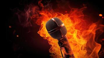 vibrant microphone on fire photo