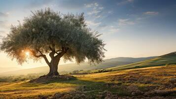 grove olive tree isolated photo
