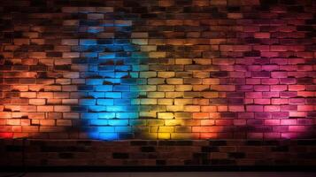 led brick wall with lights photo