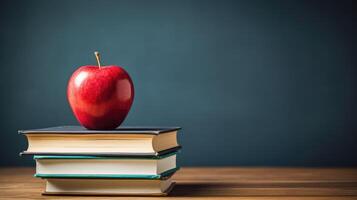 knowledge stack of books with apple photo